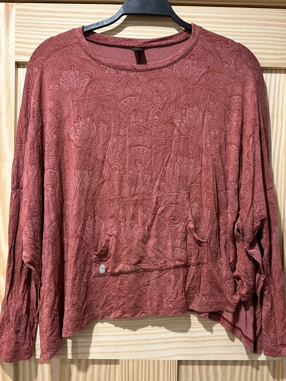 Slightly Buddha Women's Dusty Rose Paisley Long-Sleeve Top